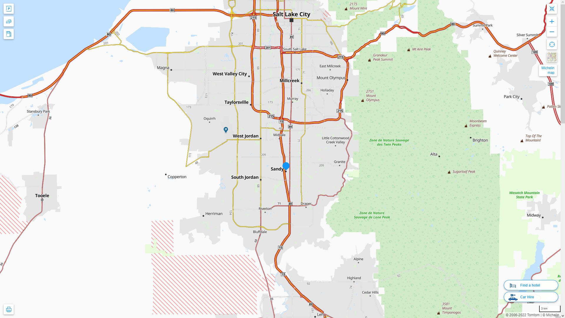 Sandy Utah Highway and Road Map